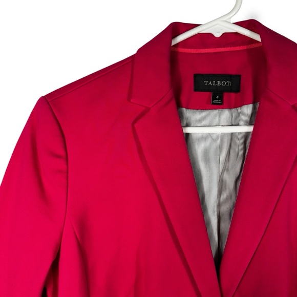 Talbots Classic 2 Button Notched Collar Cotton Blend Blazer, Candy Red, Size 4 - Picture 4 of 11